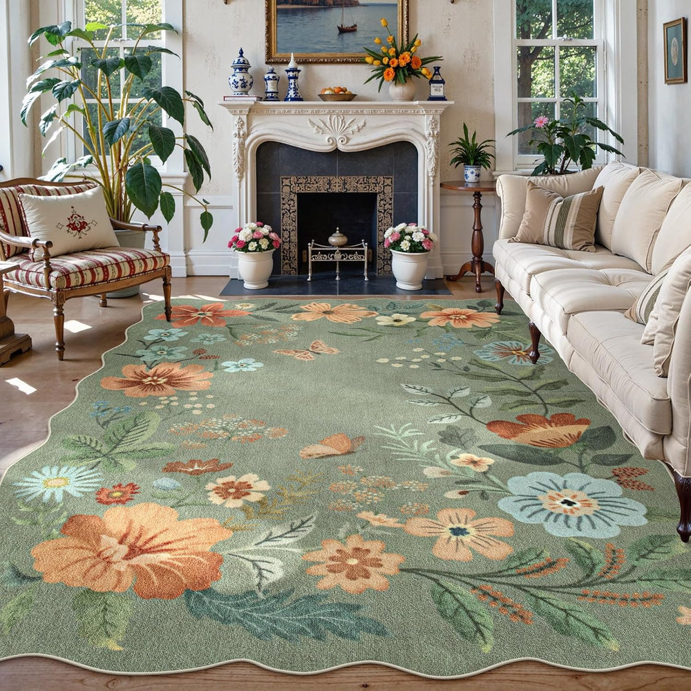 Lahome Floral 9x12 Area Rugs for Living Room Bedroom, Soft Washable Rugs