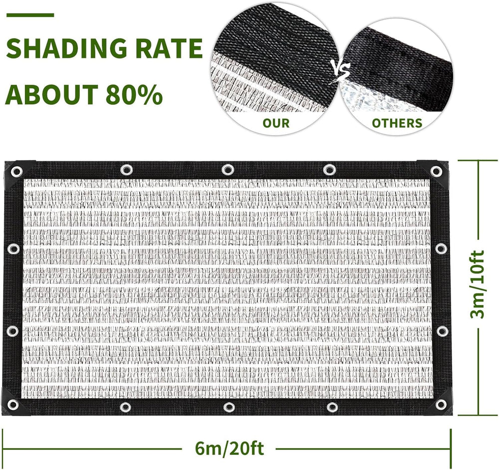 Aluminum-Shade Cloth 10x20',Reflective 80% Aluminum Shade Cloth-for Car G...