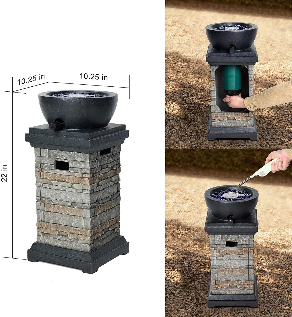 1 lb Bowl Gas Fire Pit, 10,000 BTU Propane Fire Pit, Outdoor Firepit for Outd...