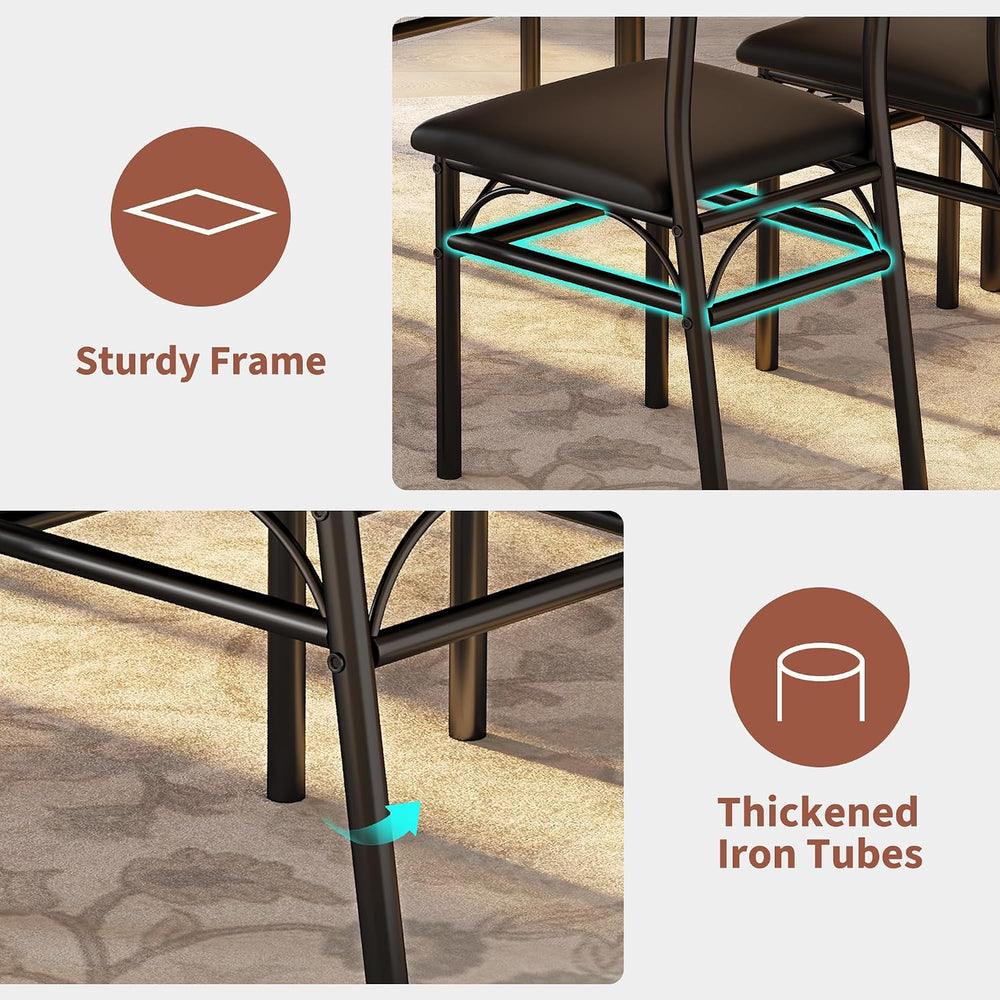 IDEALHOUSE Rectangular Kitchen Table and Chairs Set for 4, 5 Piece Dining Tab...