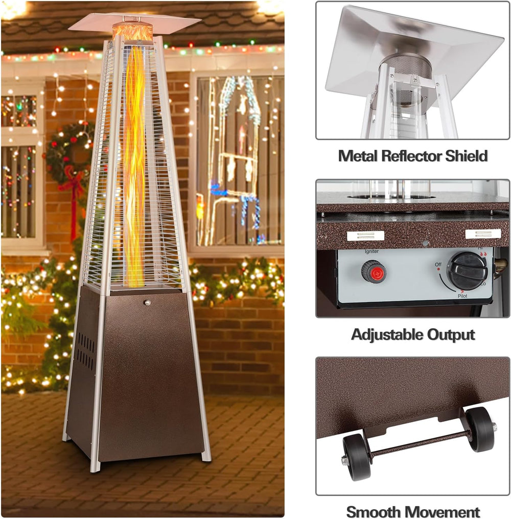 Hykolity 48000 BTU Pyramid Patio Heater, Outdoor Propane Heaters with Wheels ...