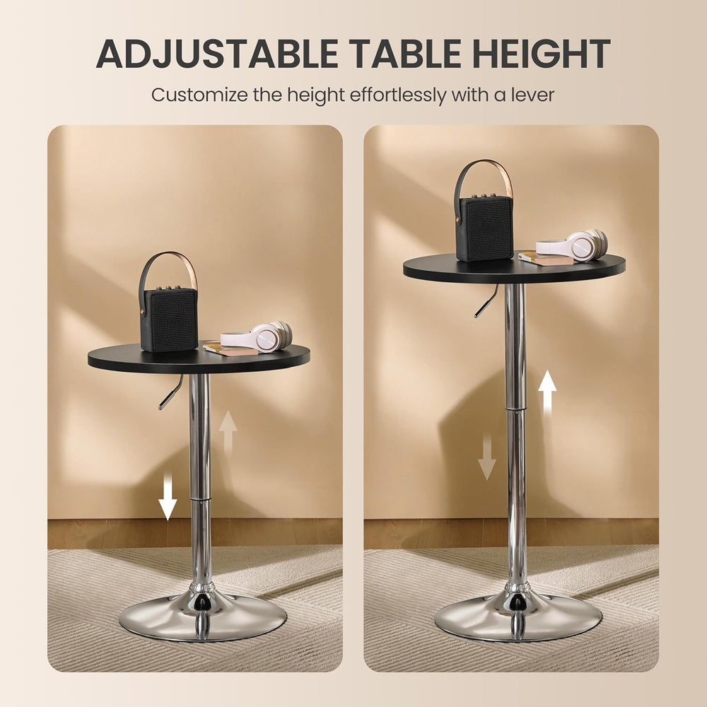 Yaheetech Round Bar Table Set of 2, Adjustable 27.5-36" Height, Black