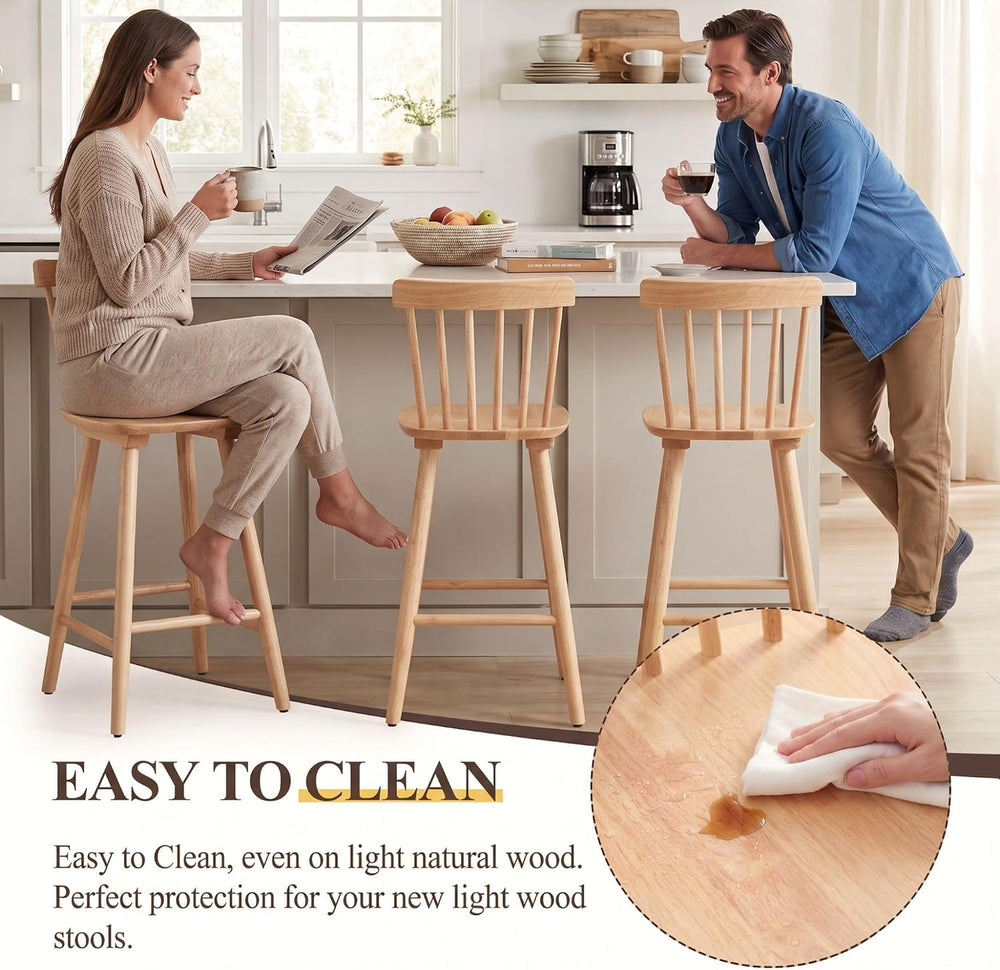 Windsor Bar Stools Set of 4, 26 Inch Counter Height Barstools Wooden Barstool...