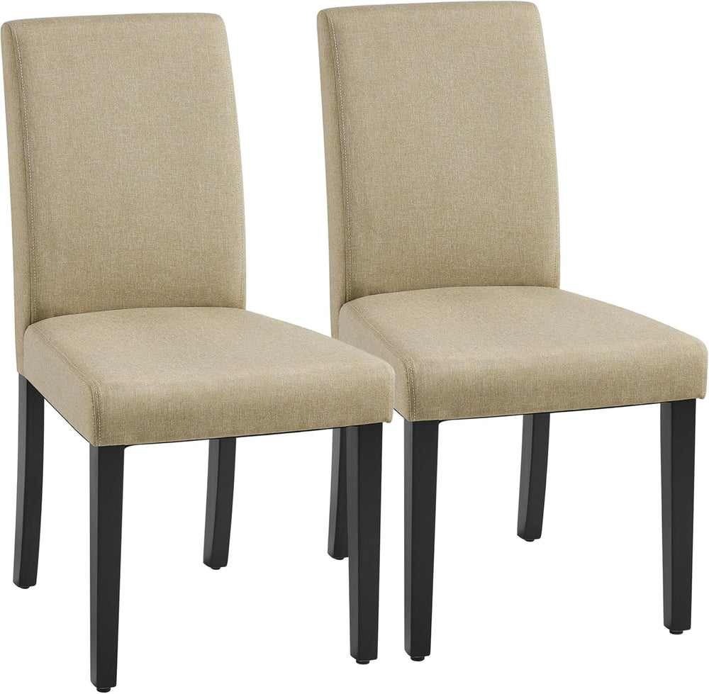 Yaheetech Dining Chairs Set of 2 Upholstered Kitchen Chairs Khaki