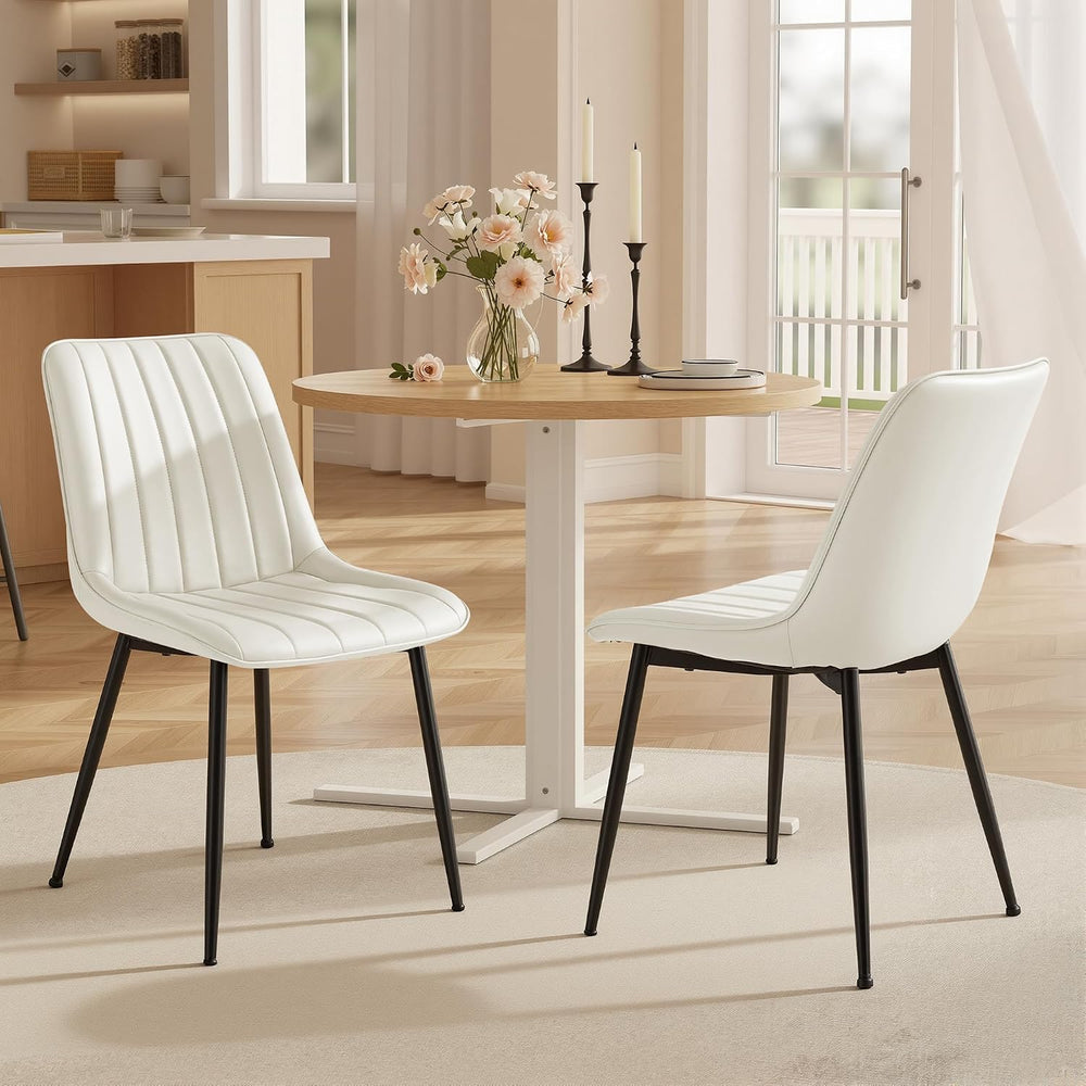 VASAGLE Dining Chairs Set of 2, Upholstered Kitchen Chairs, PU Leather