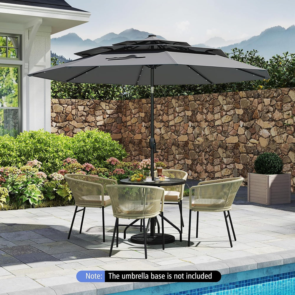 Tangkula 10 FT Solar LED Patio Umbrella, 3-Tier Vented Outdoor Market Table U...