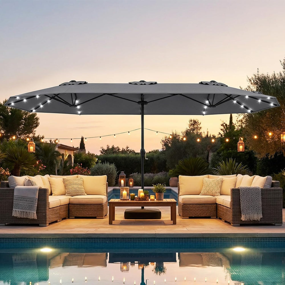 Tangkula 13FT Double-Sided Solar Patio Umbrella, Extra-Large Outdoor Twin Umb...