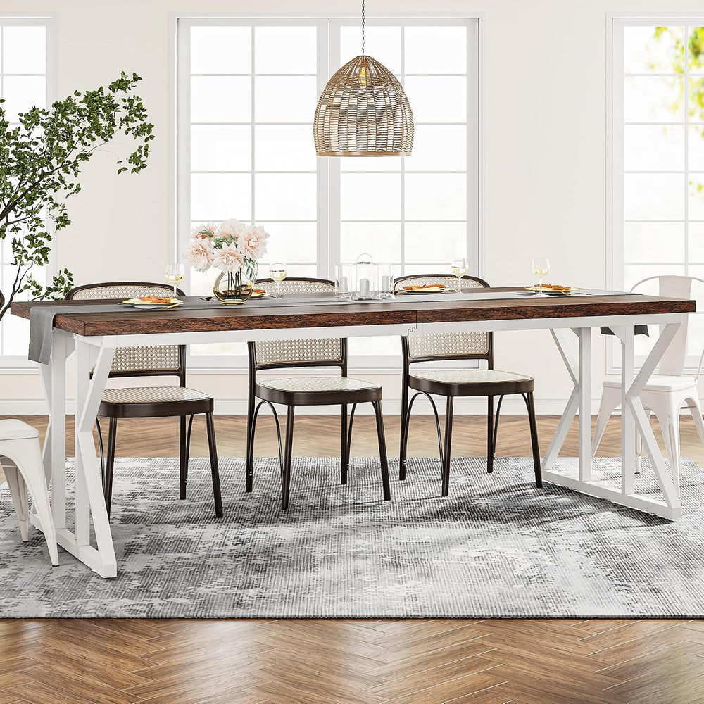 Tribesigns Farmhouse Dining Table for 6-8 People, 78.7-Inch Rectangular Wood ...