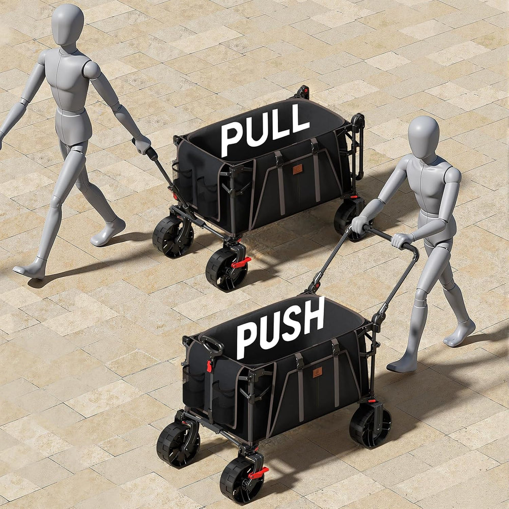 EVER ADVANCED Folding Push Wagon with Canopy, Shopping Cart with Brakes