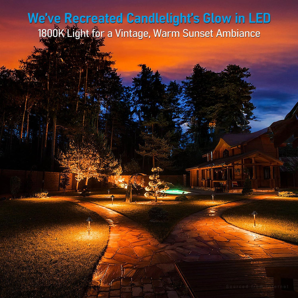 LEONLITE 6-Pack 5CCT Low Voltage LED Pathway Lights, Hat Shape Head