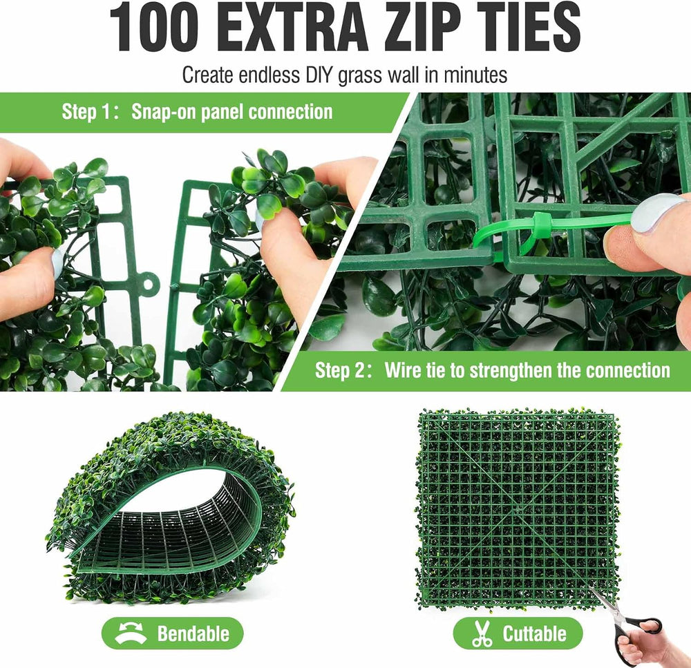KASZOO 24 Pack 20"x20" Grass Wall Panels - Artificial Boxwood Panel...
