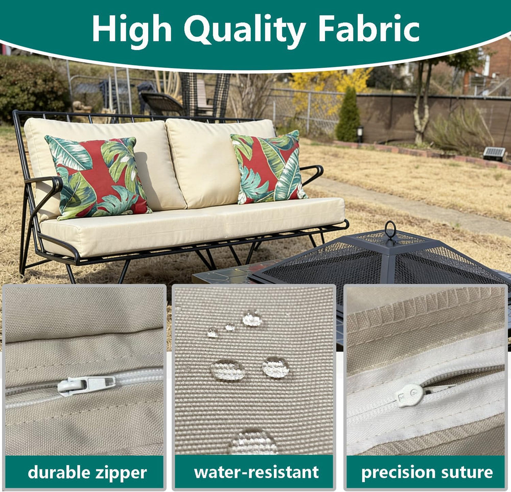 FLYMEI Patio Cushion Covers 48x24x5, Beige, 1Packs