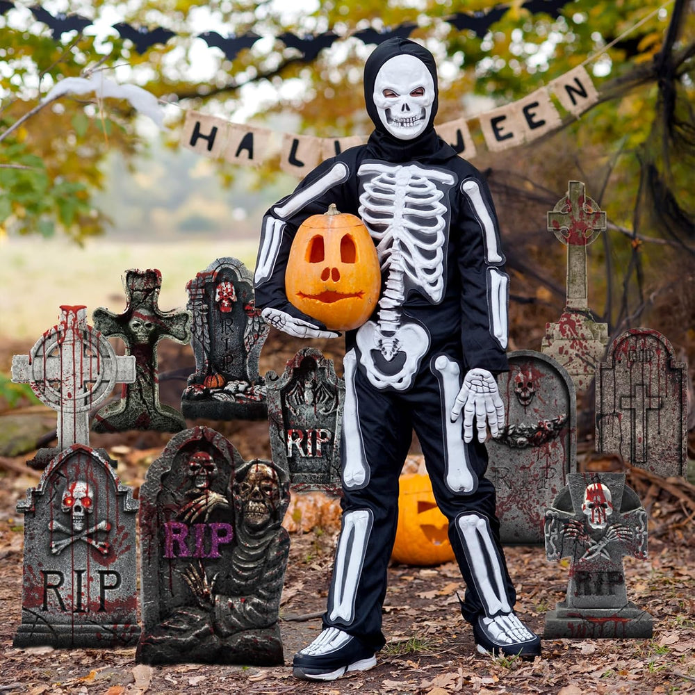 10 Styles Halloween Large Tombstone Gravestones Yard Stakes Decorations 17IN ...