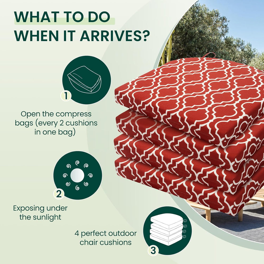HARBOREST Outdoor Chair Cushions Set of 4, Water Resistant Patio Chair Cushio...