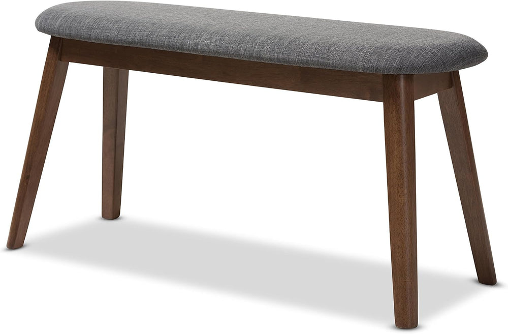 Baxton Studio Easton Mid-Century Modern Dark Grey Fabric Upholstered Walnut F...