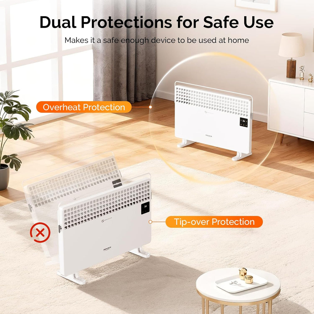 ROVSUN 1500W Flat Panel Heater w/Remote Control, Convection Space Heater w/LC...