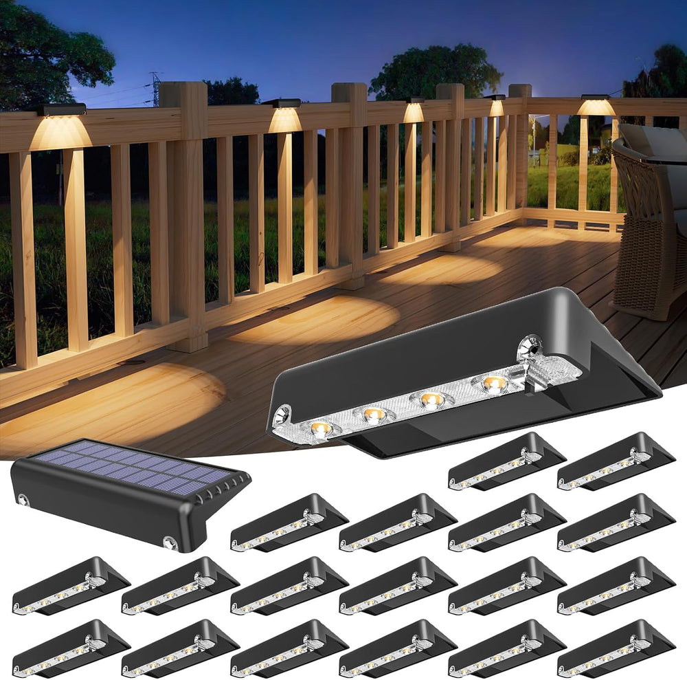 VOLISUN Solar Deck Lights Outdoor 20Pack, Warm White Solar Stair Lights