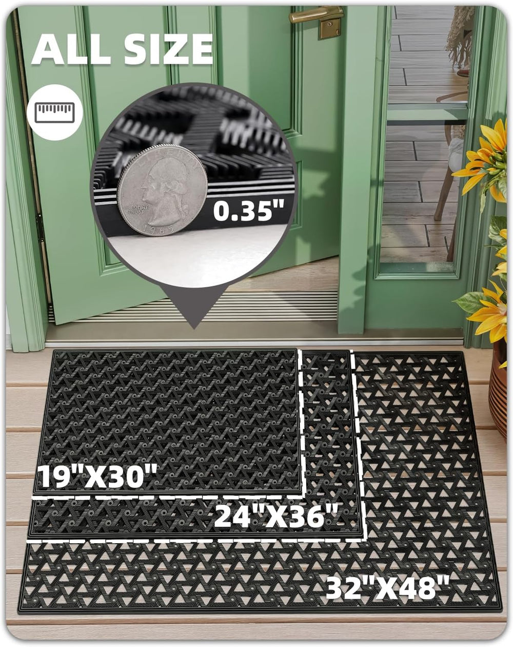 Color&Geometry Door Mat Outside Entrance with Drainage, 24"X36"...