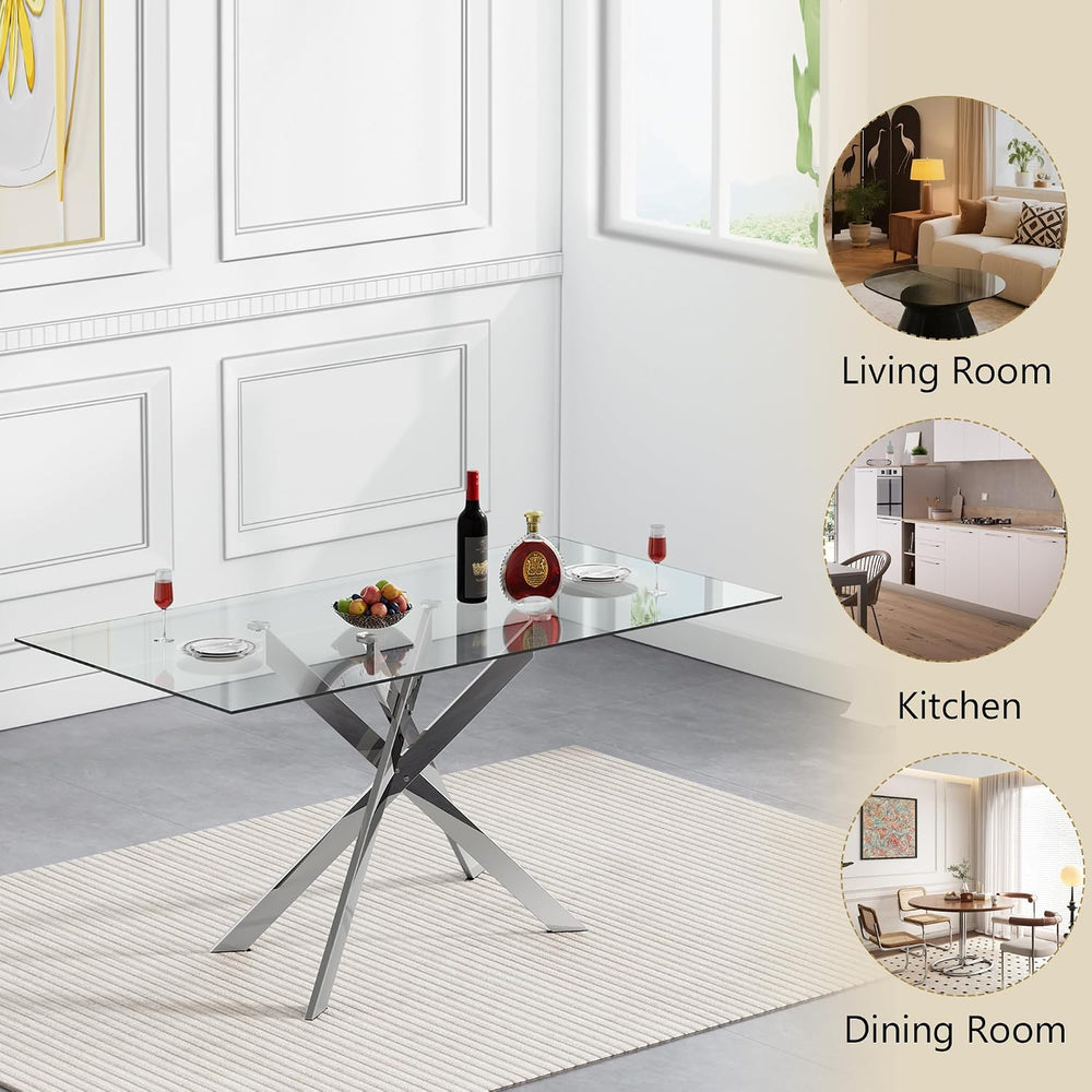 HomVent 60'' 7 Piece Rectangular Glass Dining Table Set for 6