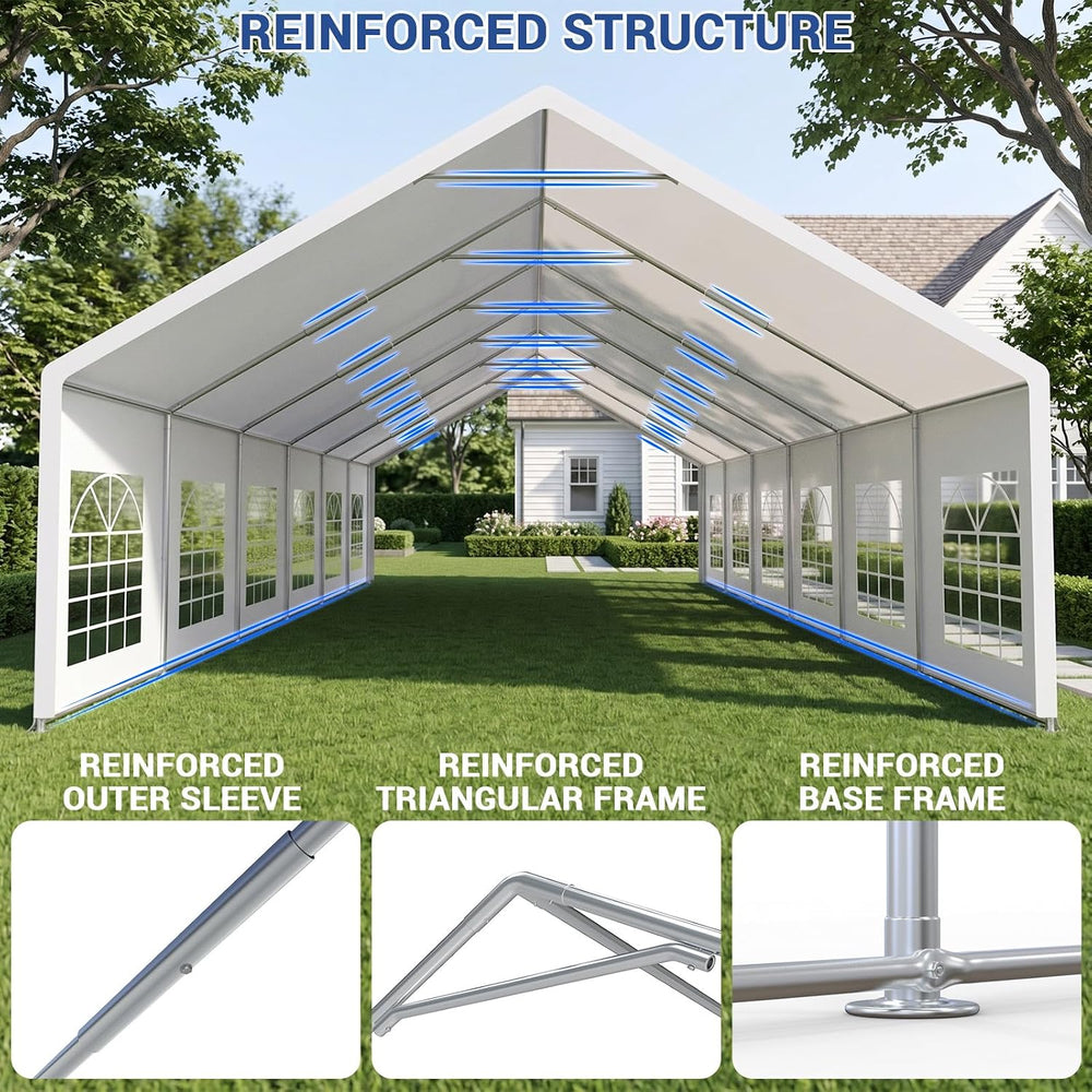 20x40ft Party Tent Heavy Duty with Removable Sidewalls White