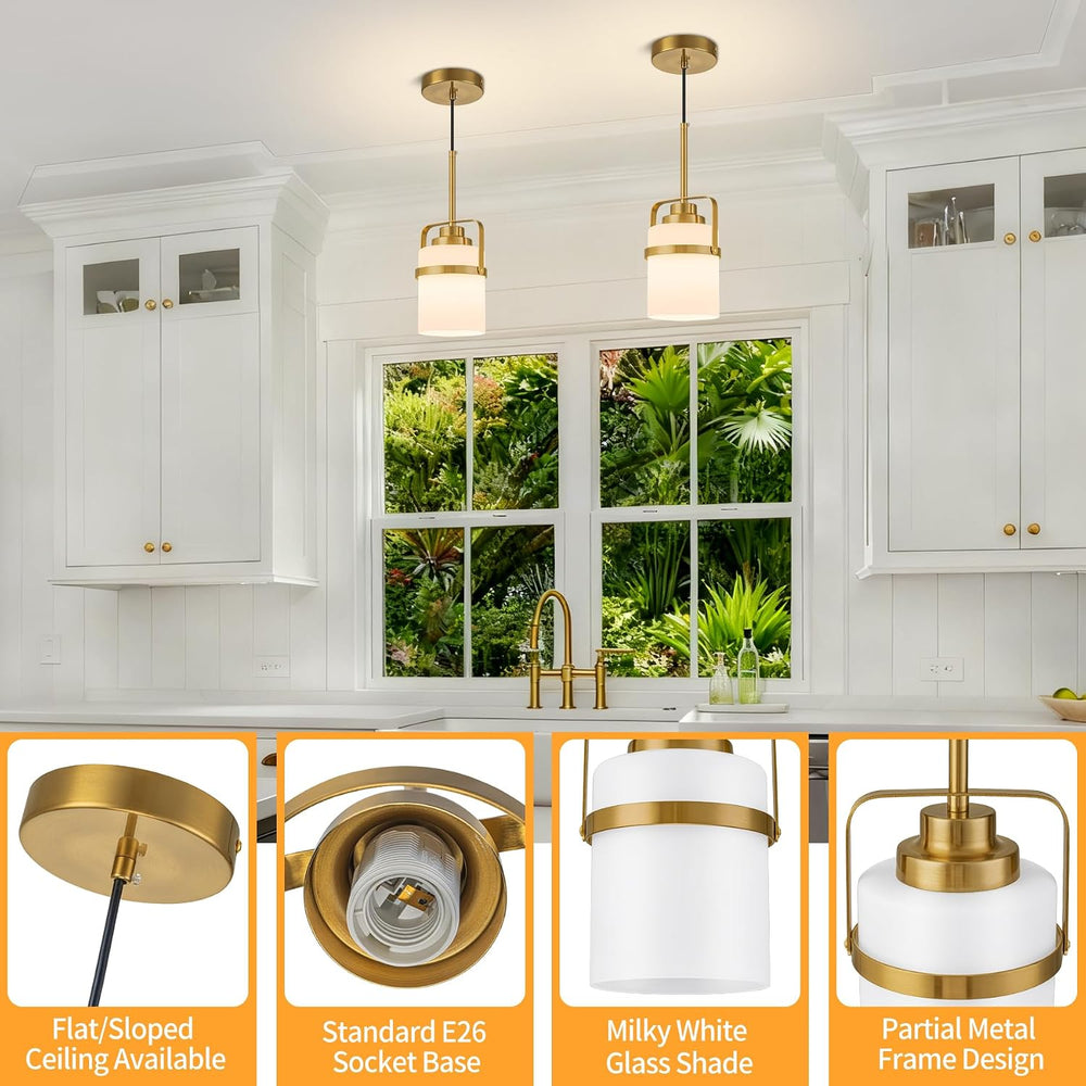 Modern Brass Pendant Lights Kitchen Island Light, Adjustable Hanging Light Fi...