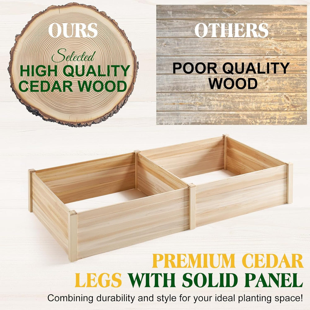SPECRAFT 8x4 Ft Wood Raised Garden Bed, 15 Inch Deep Planter Box