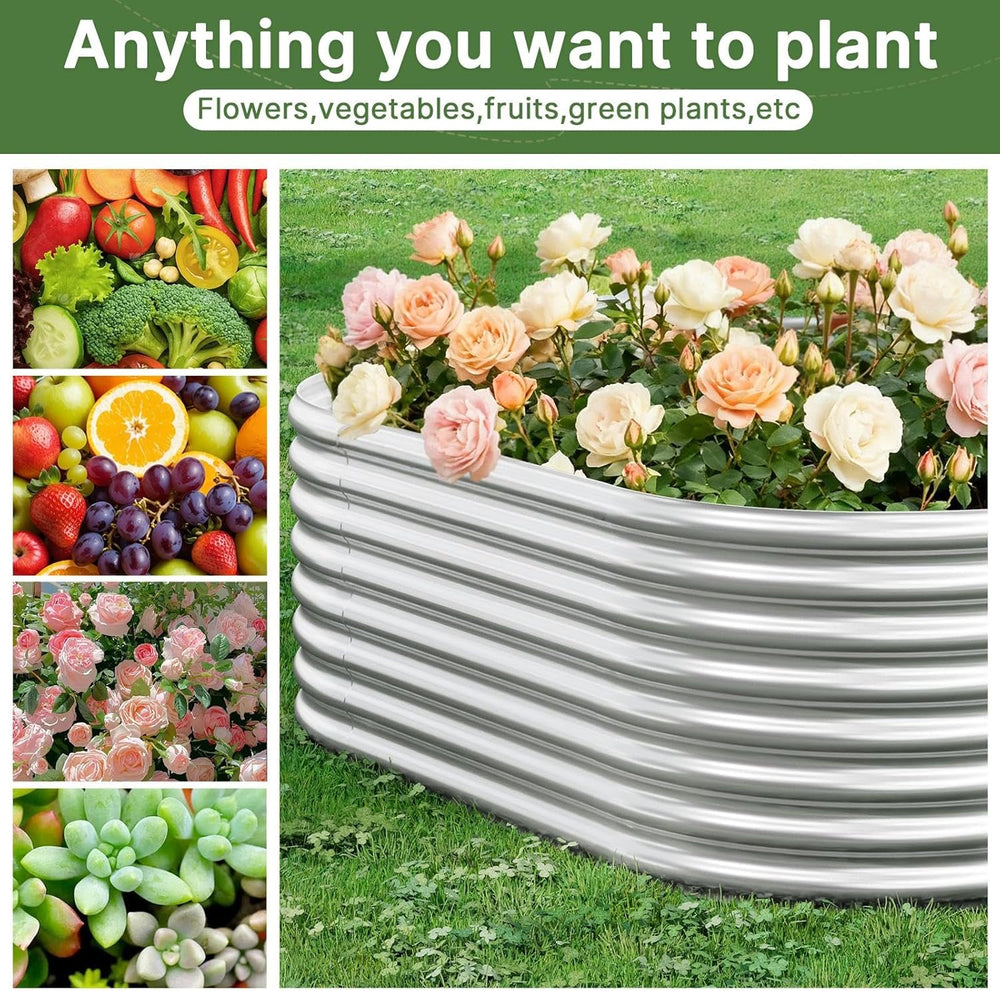 3 PCS Galvanized Raised Garden Bed Outdoor, Metal Garden Bed for Vegetables, ...