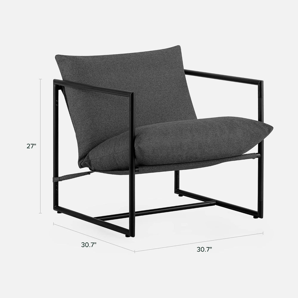 Zinus Aidan Sling Accent Chair, Metal Framed Armchair with Shredded Foam Cush...