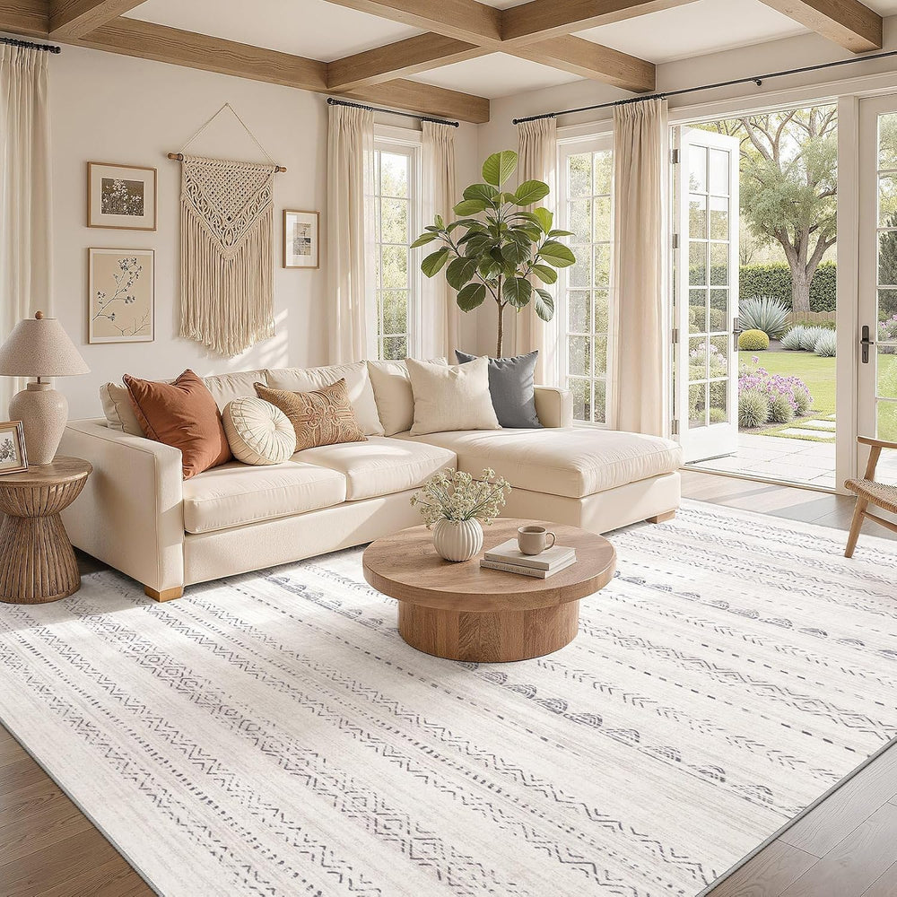 Nakagishi Boho 6x9 Area Rug Living Room Rugs Machine Washable Gray