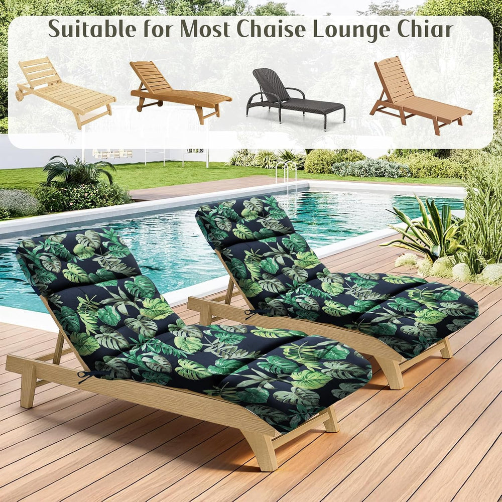 EverPine 2 Pack Chaise Lounge Chair Cushion 74.4 x 22.8 x 4.7 Inche, Patio Lo...