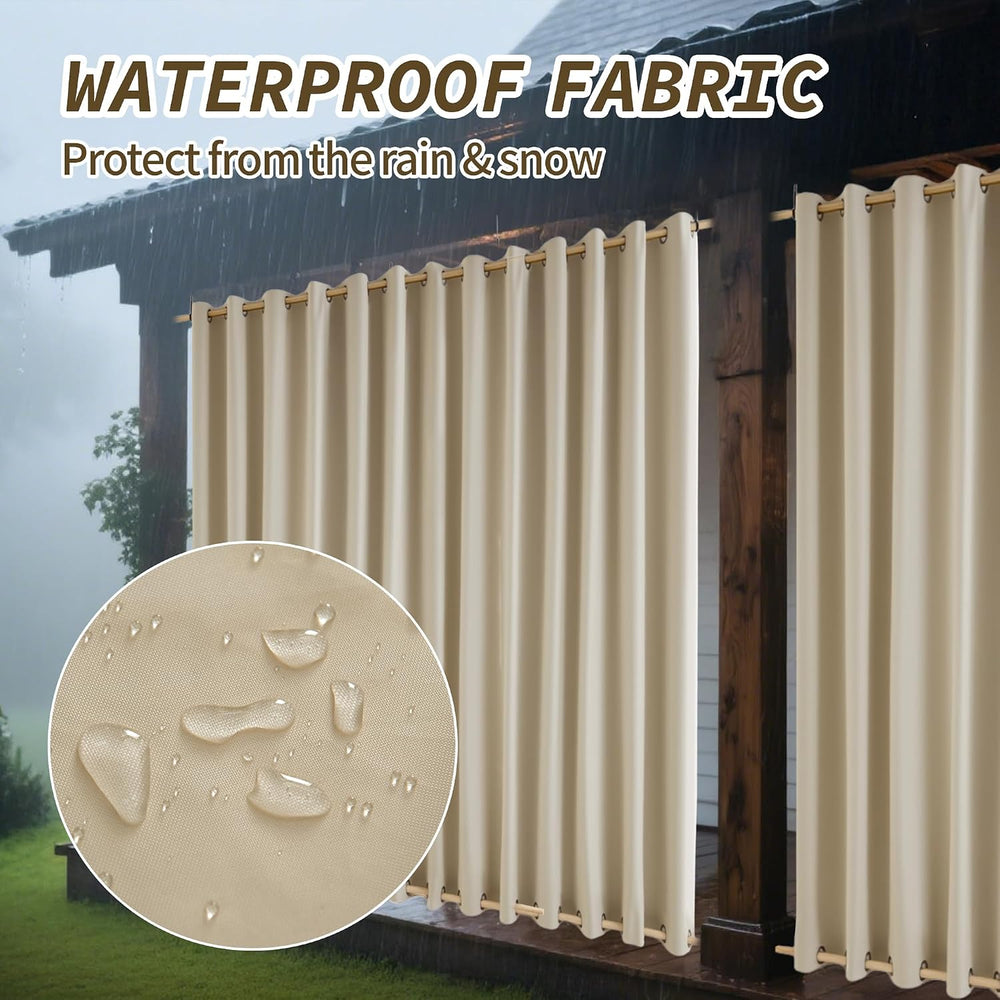 Outdoor Curtains for Patio Waterproof, Zipper Design 2 Panels Privacy Weather...