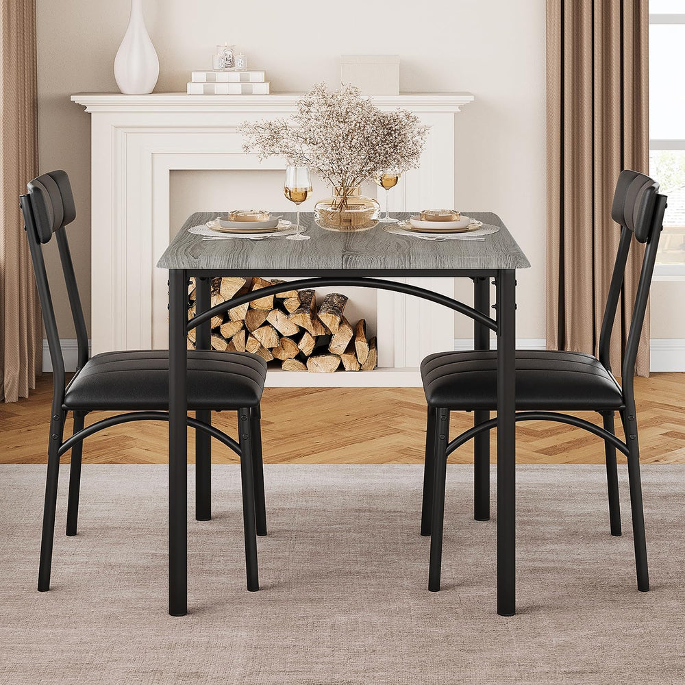 3-Piece Dining Table Set for 2, Kitchen Table Set with 2 Upholstered Chairs, ...