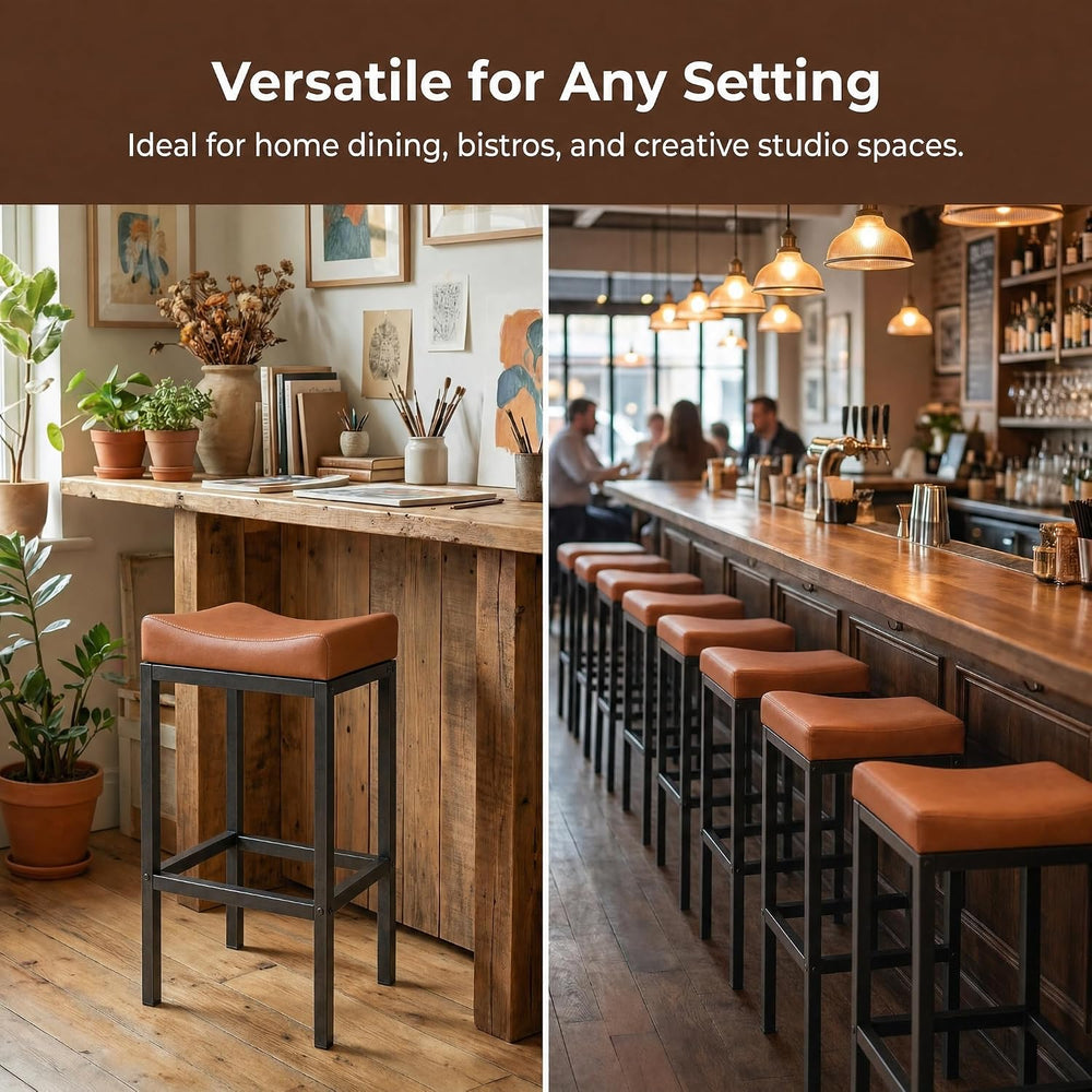 Counter Height Bar Stools Set of 2, Faux Leather 24 Inch Barstool