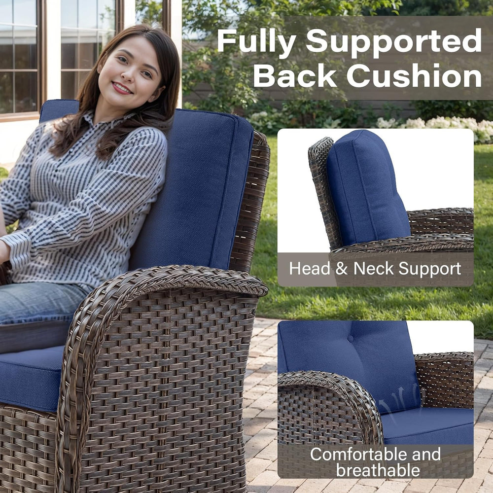 Belord 5 Piece Outdoor Patio Furniture Set with Deep Seating Swivel Rocker Ch...