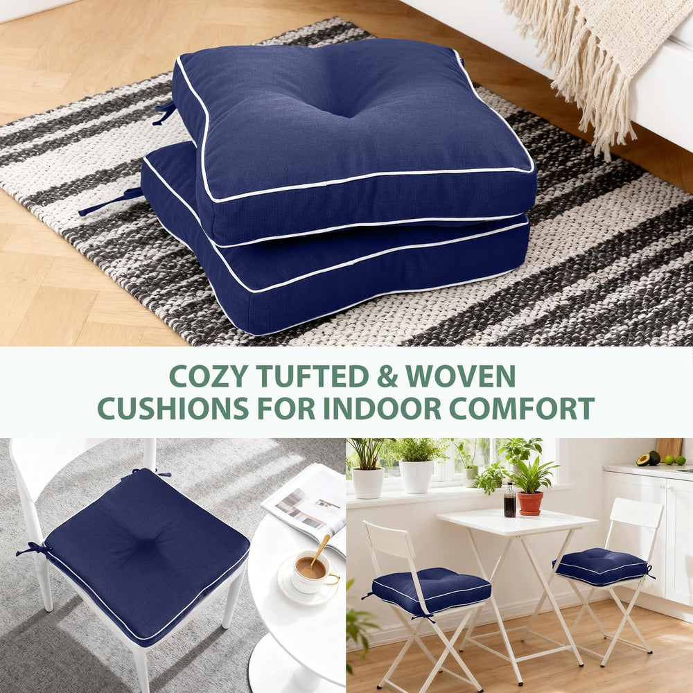 Favoyard Patio Chair Cushions, Navy, 19 × 19 in, Set of 2