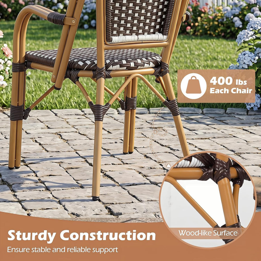 Tangkula Wicker Patio French Bistro Dining Chairs Set of 4