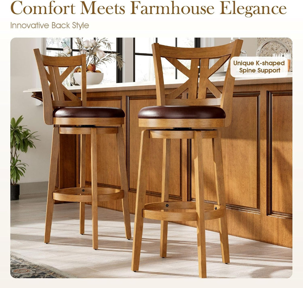 Sophia & William 30 Inch Swivel Bar Stools Set of 2, Bar Height Barstools