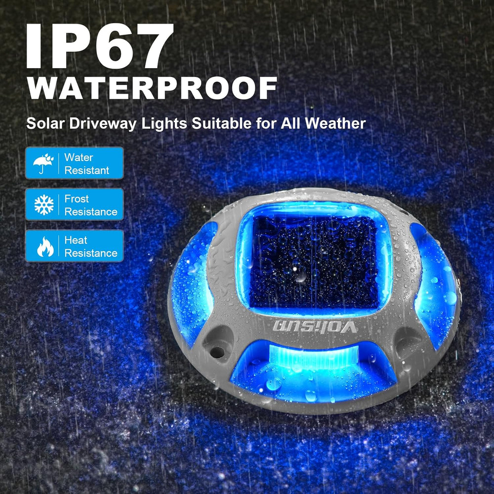 VOLISUN Solar Driveway Marker Lights Dock Marine Led Deck Outdoor 12 Pack