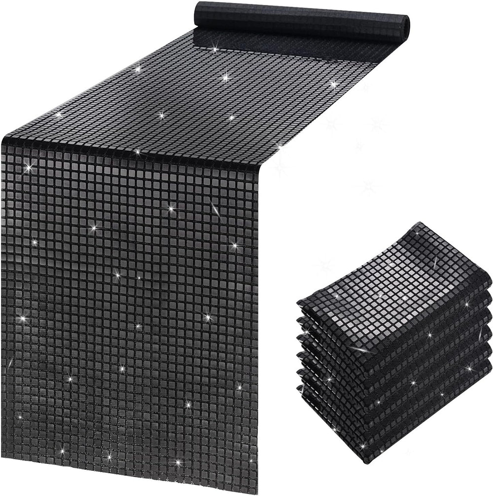 Disco Party Table Runners 6 Packs 12 x 72 Inches - Black Sequin Table Runners...