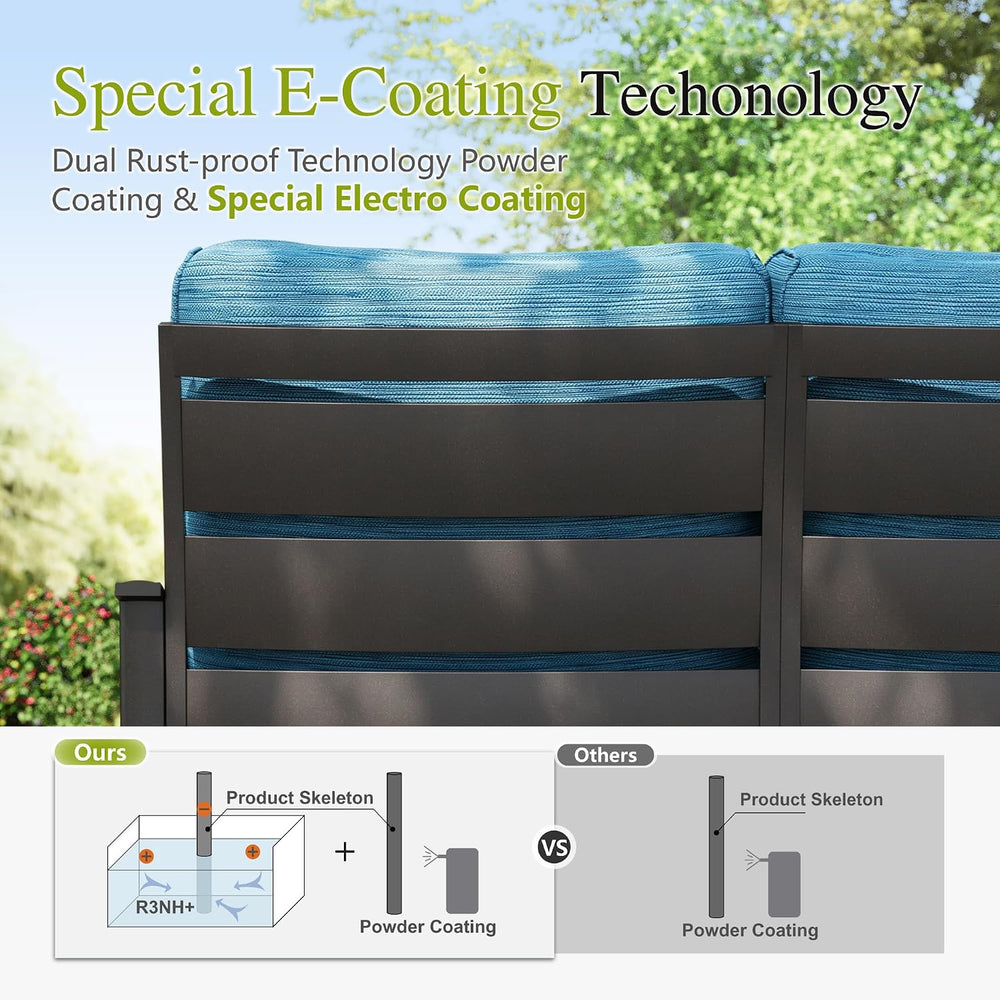 Sophia & William Patio Furniture Set with Fire Pit Table, Peacock Blue
