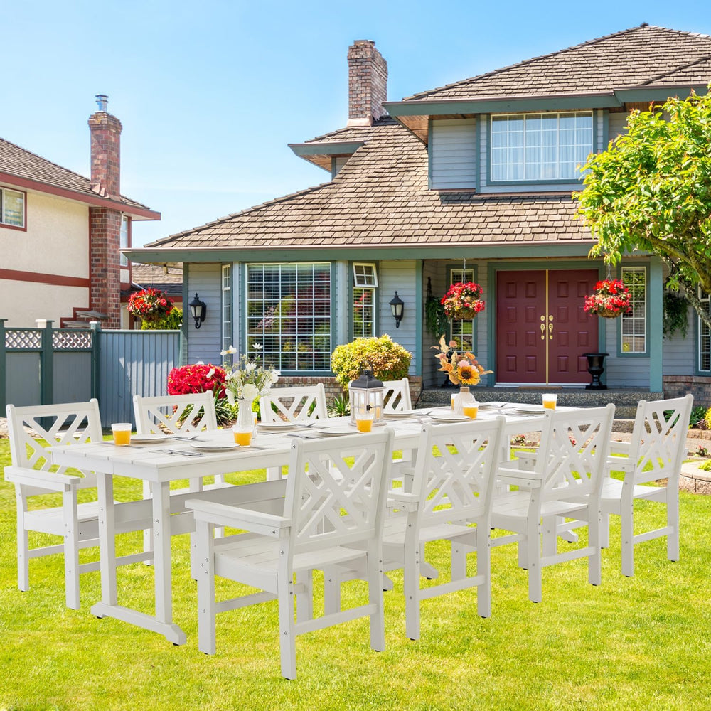 HDPE Dining Table Set for 8,10-Piece Outdoor Table and Chairs Include 8 Dinin...