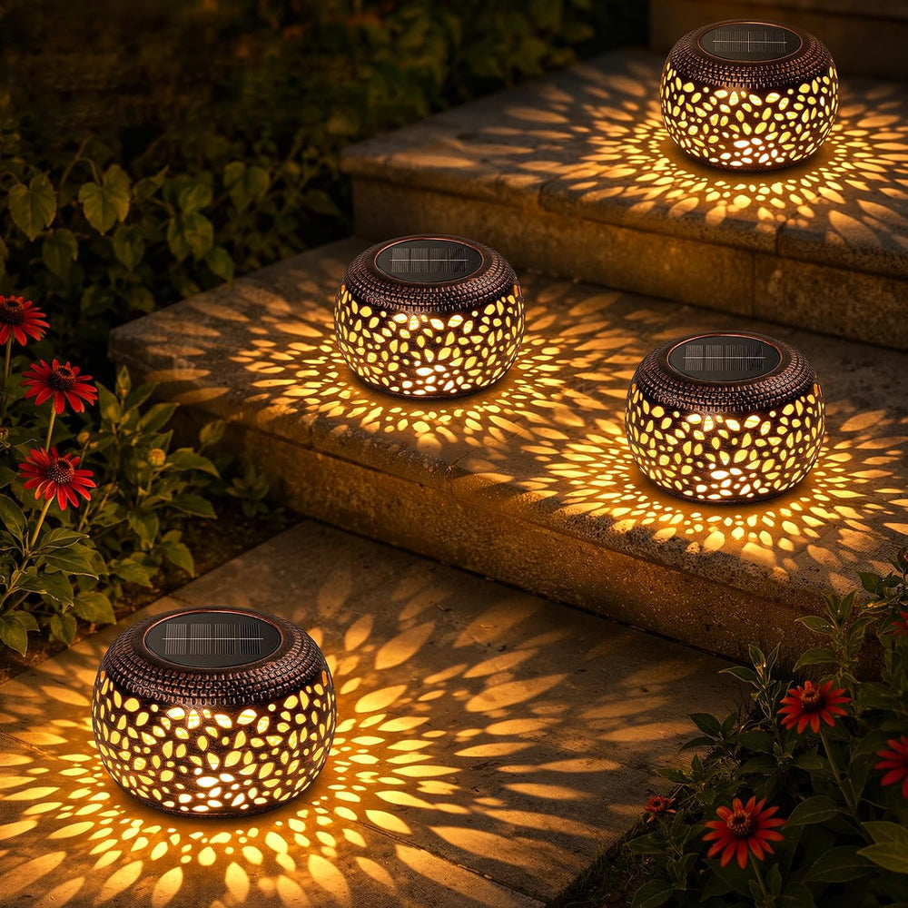 Solar Lanterns Outdoor Waterproof, 4 Pack Flower Petal Solar Garden Lights wi...
