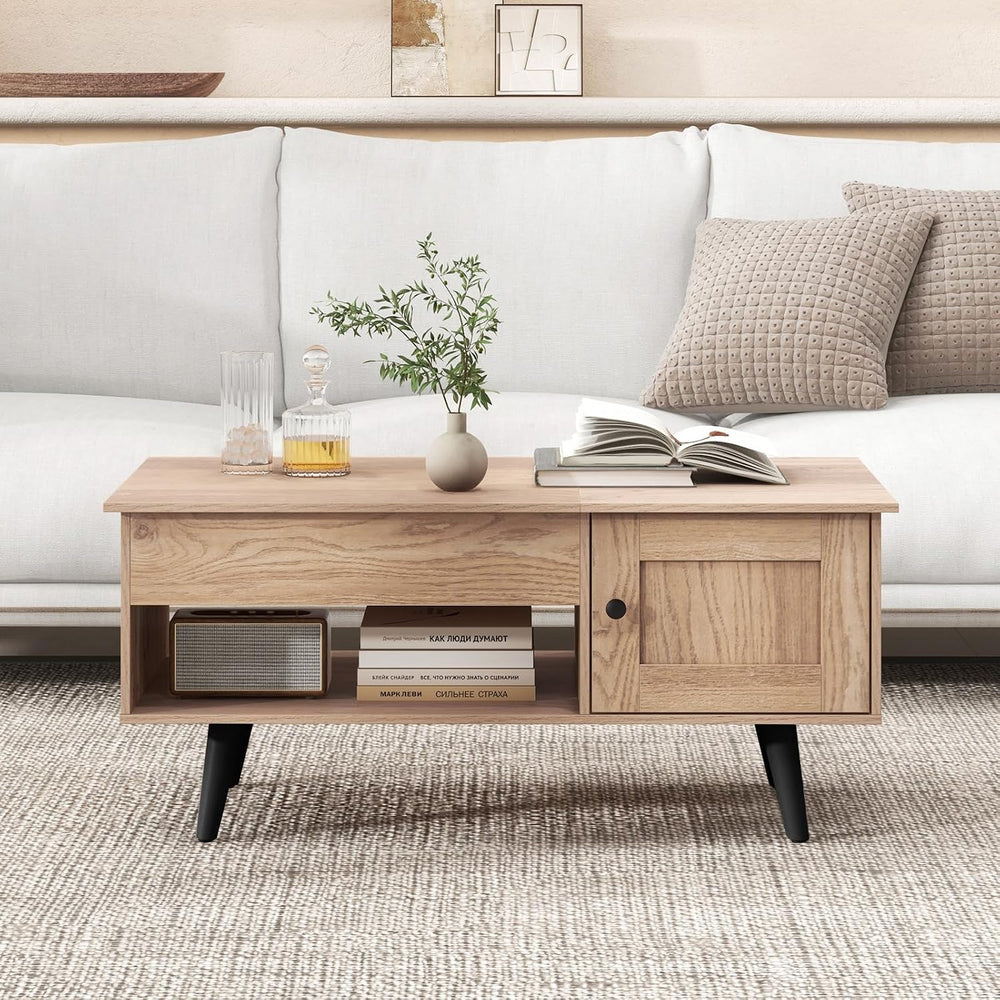 Tangkula Lift Top Coffee Table with Storage, Living Room Table with Hidden Co...