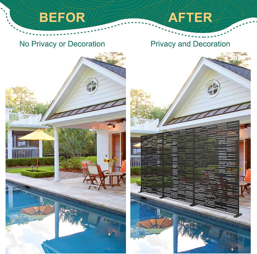 72" H×47" W Metal Privacy Screen Outdoor Privacy Screen Freestandin...