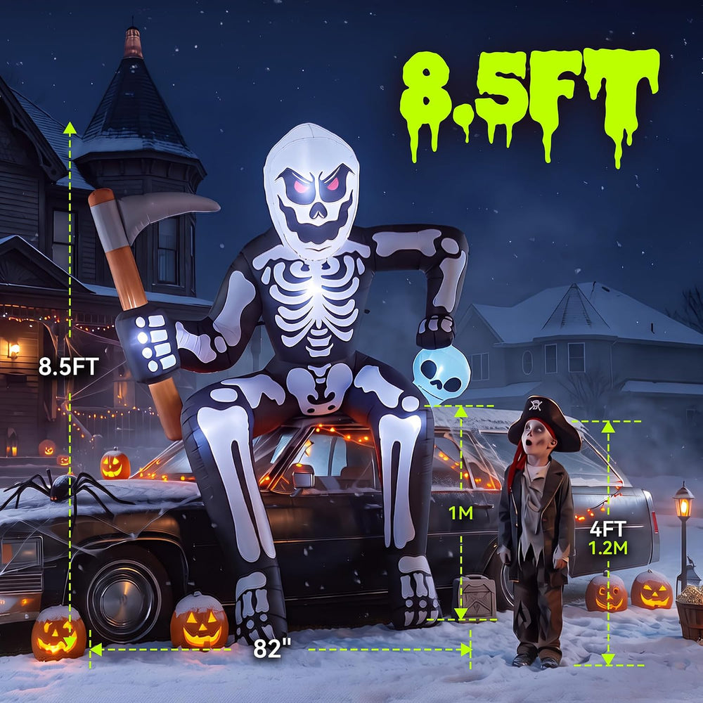 8.5FT Inflatables Skeleton Halloween Decor Outdoor for Rooftop