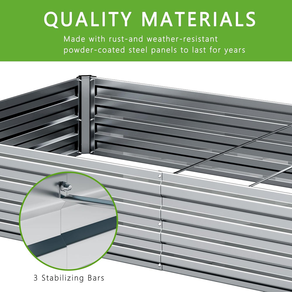 DIIYIV 2PCS 12x4x1FT Galvanized Raised Garden Bed Kit,Vegetable Boxes-Rectang...