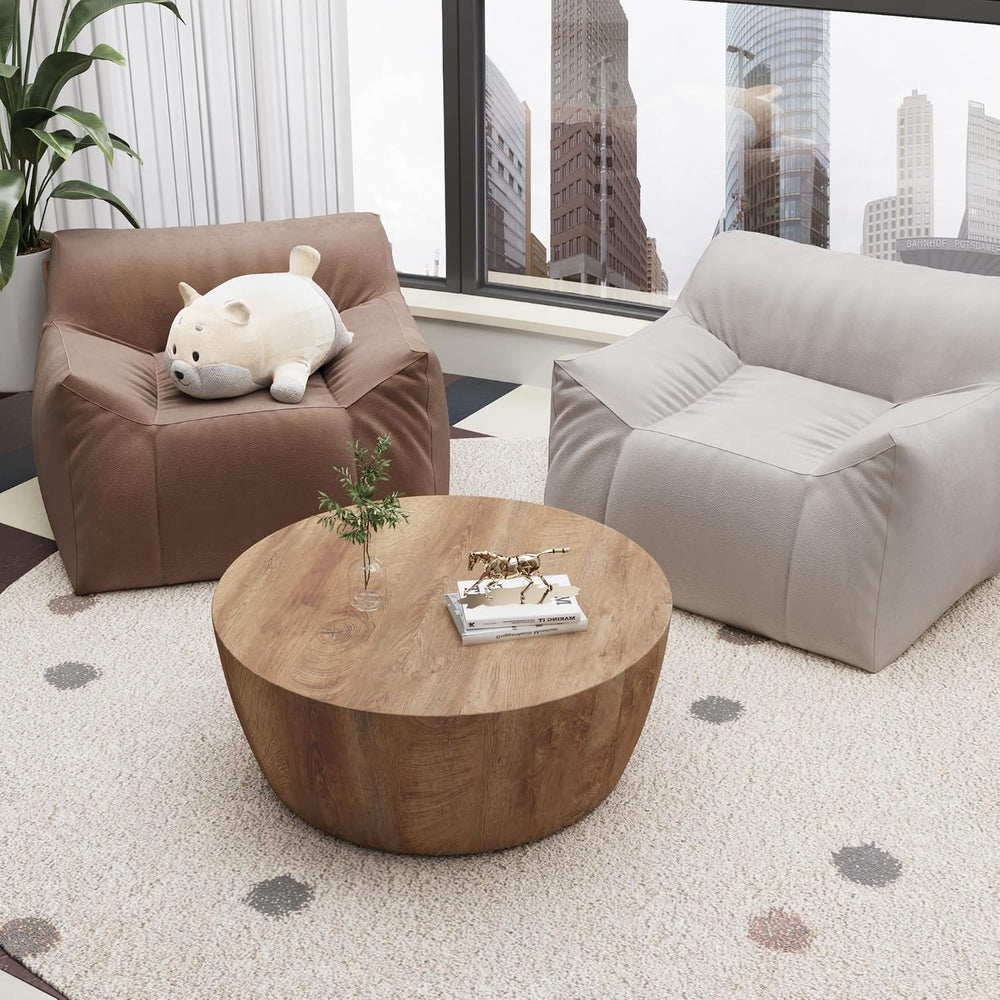 30" Round Coffee Table, Drum Coffee Tables for Living Room, Vintage Reve...
