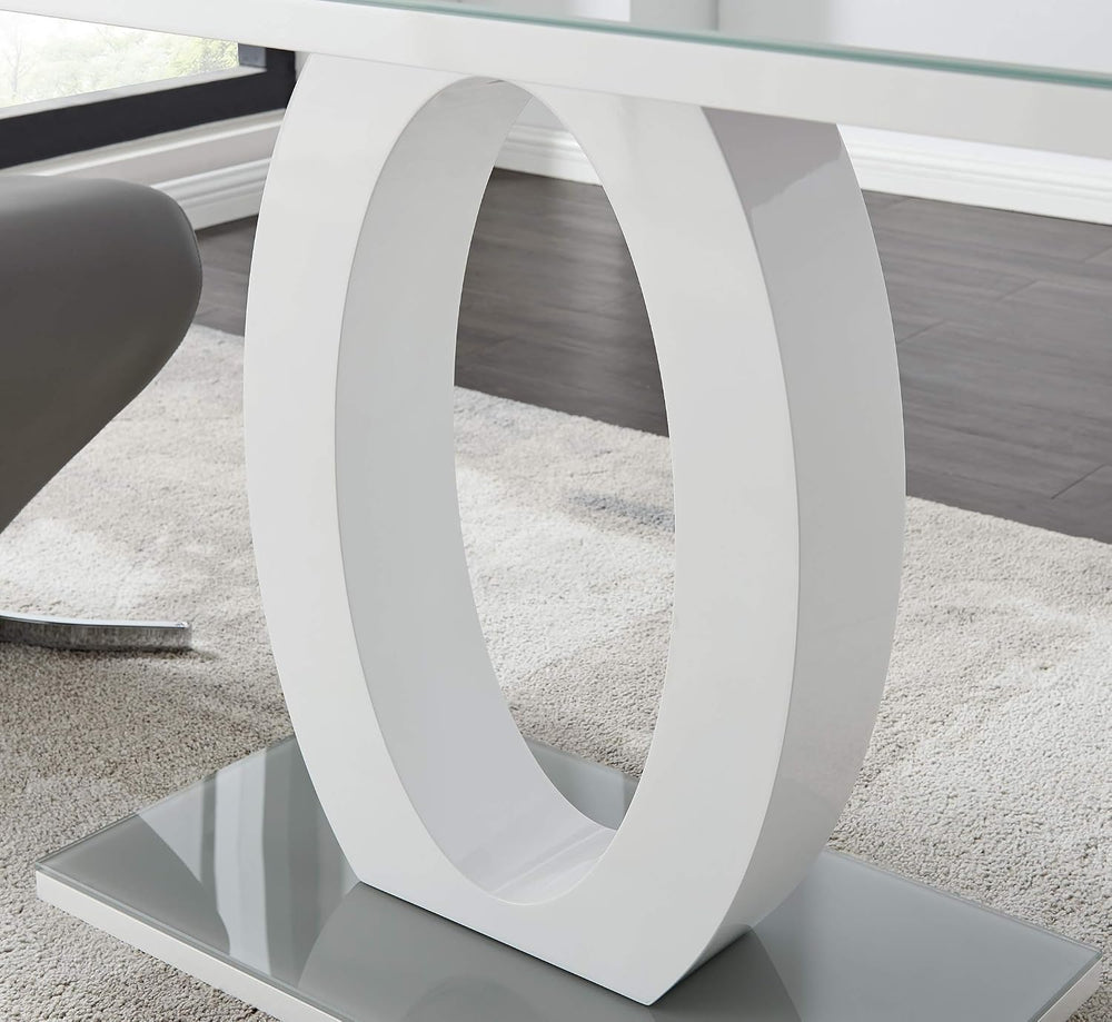 Furniturebox UK - Giovani Modern Stylish Grey/White High Gloss Glass Dining T...