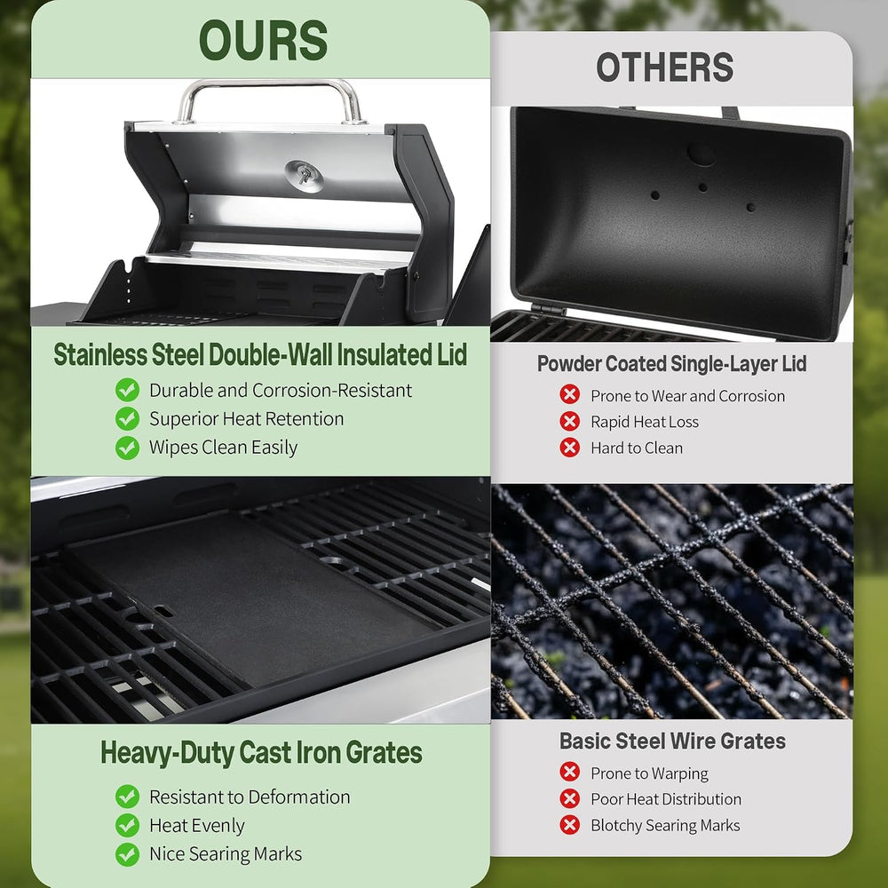 4-Burner Propane Gas Grill and Griddle Combo with Side Burner
