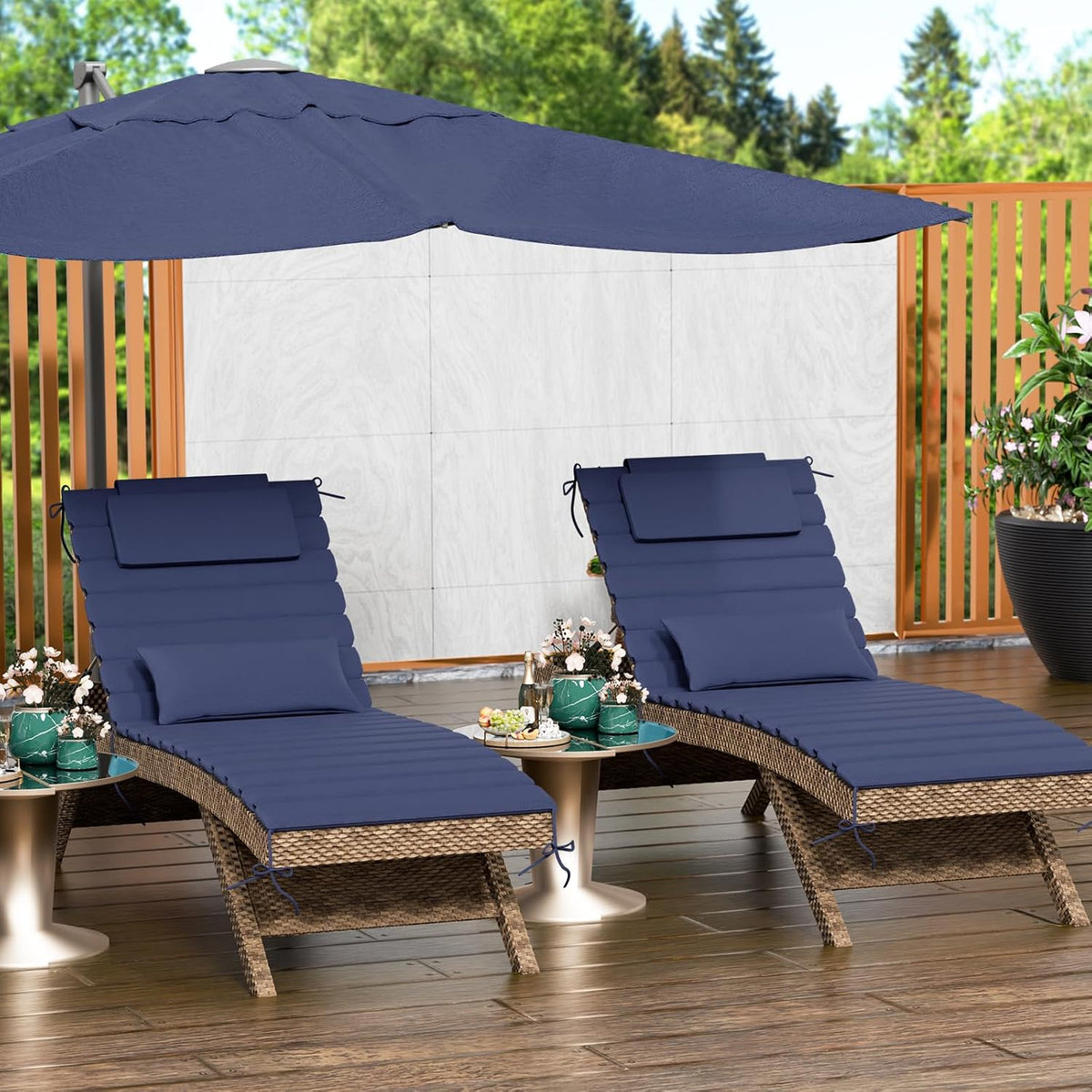 1.6" chaise lounge cushions outdoor set of 2 shown in use